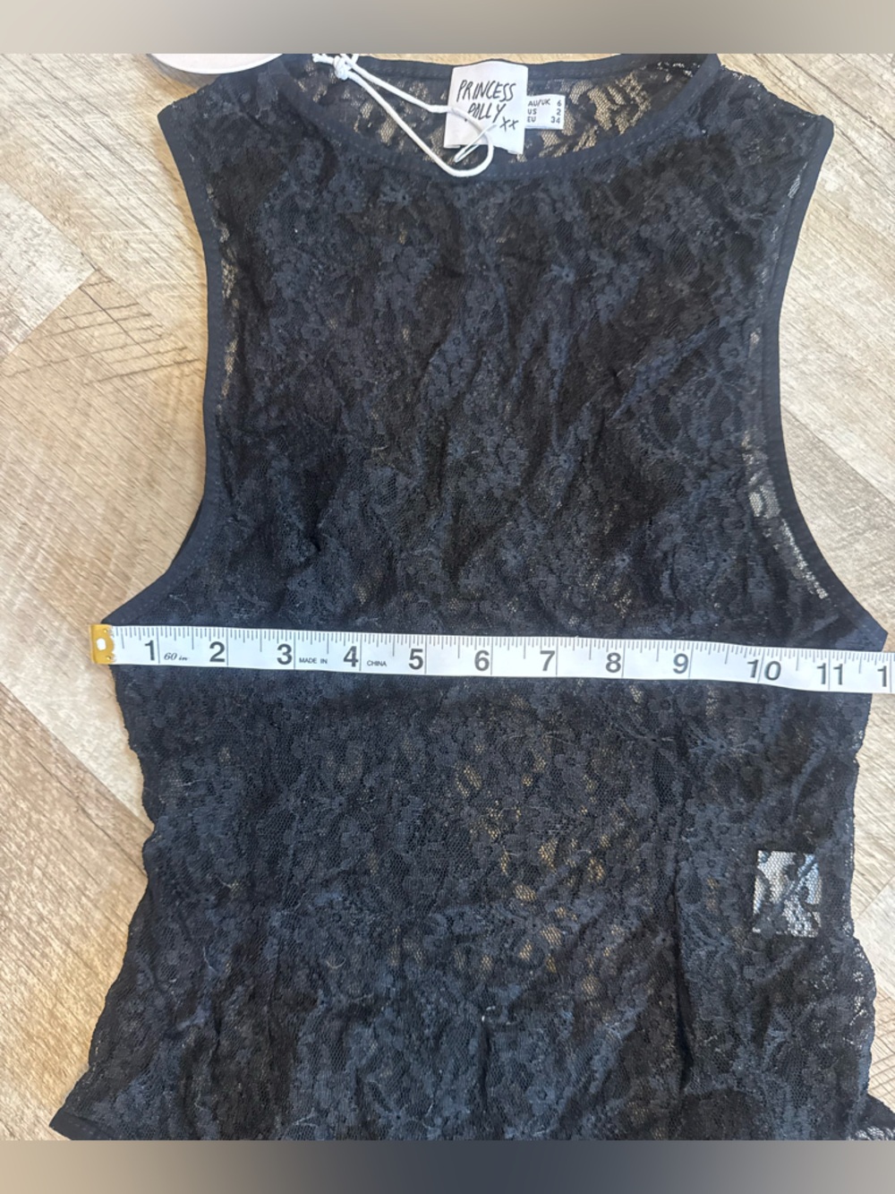 Princess Polly XX size 2, sheer black lace sleeveless bodysuit - Picture 6 of 7
